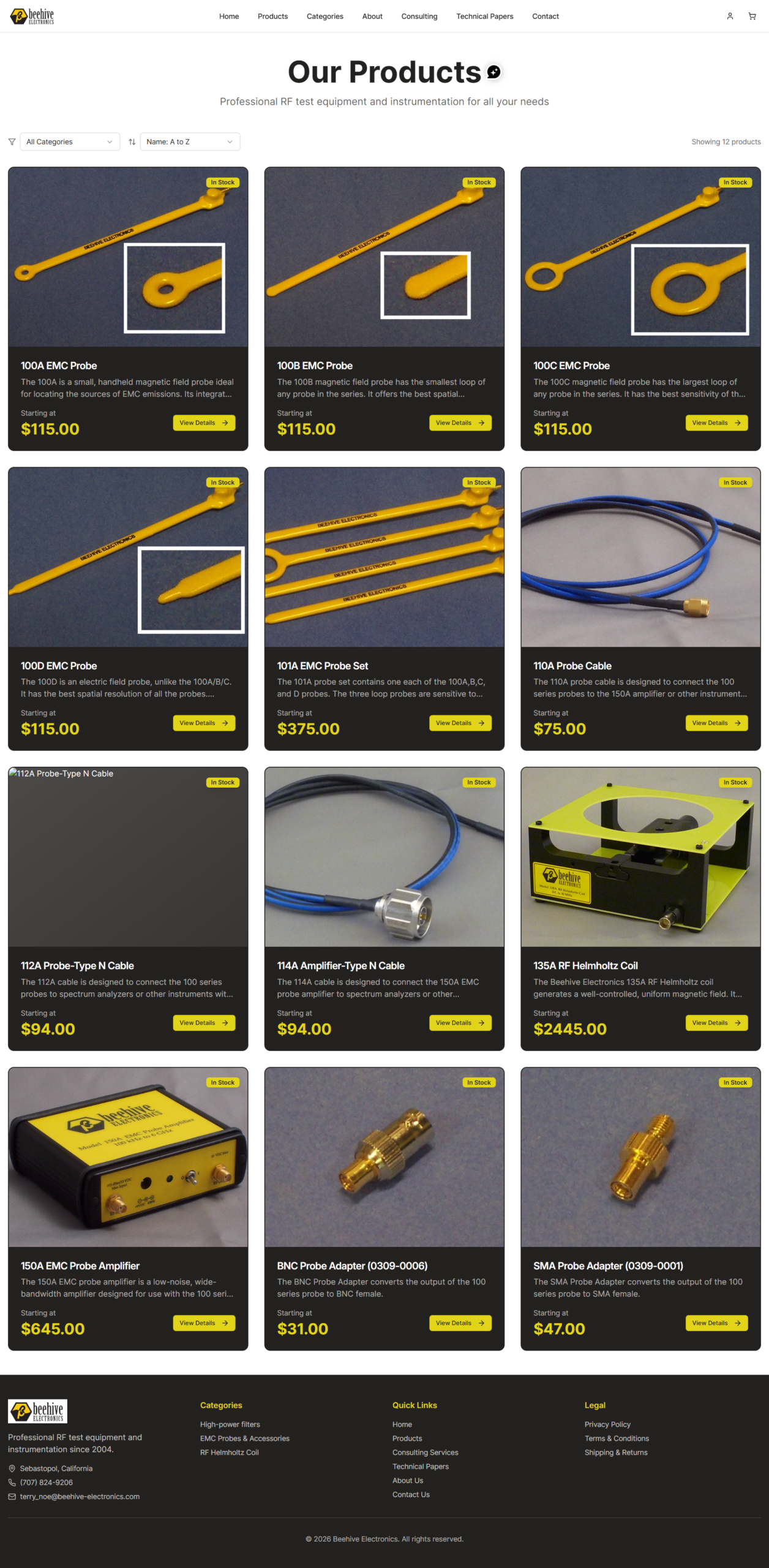 Beehive Electronics products page
