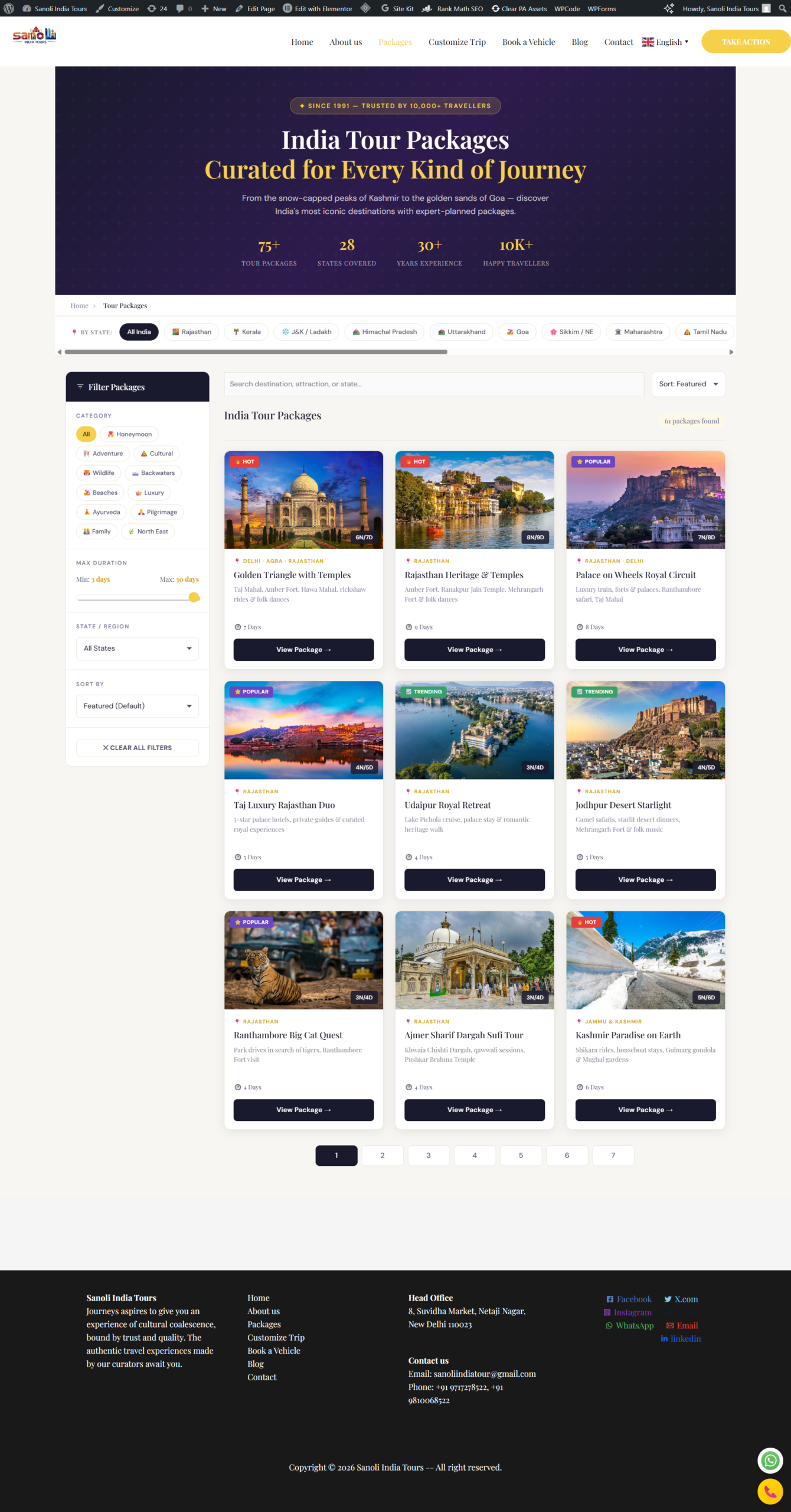 Sanoli India Tours package pages