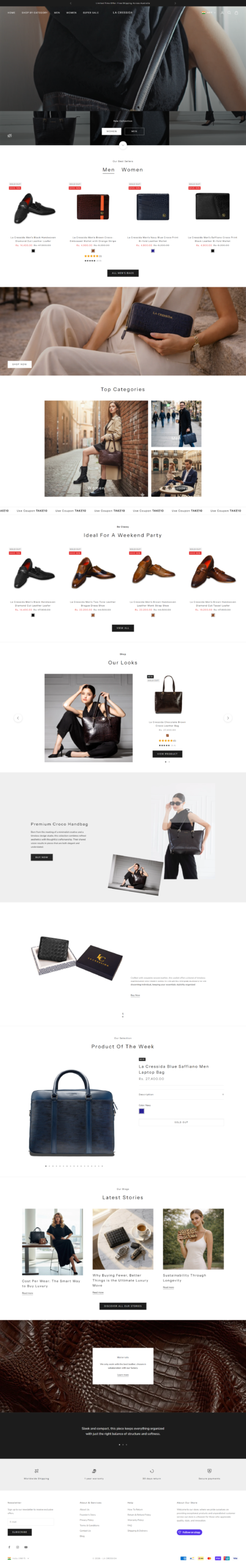 La Cressida Shopify fashion store homepage built by STOILD