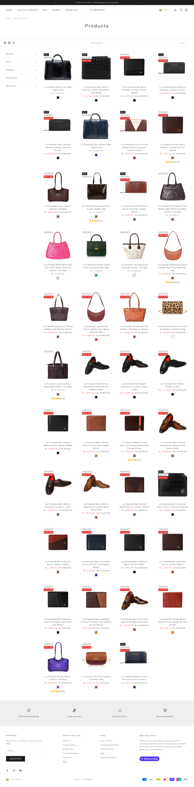 La Cressida collections page