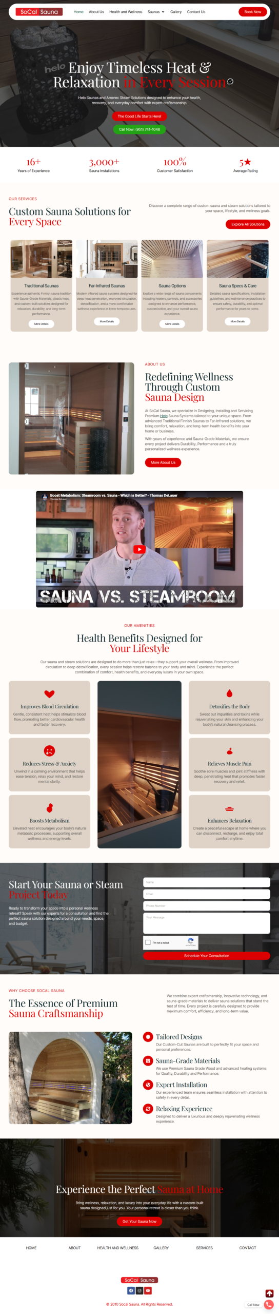 SoCal Sauna local SEO website built by STOILD ranking page 1 for sauna rental LA