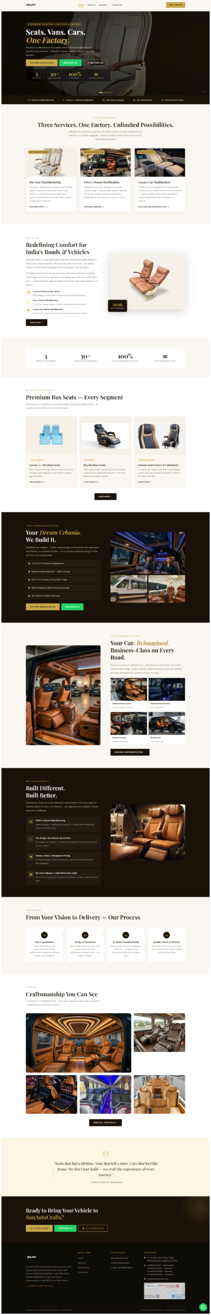 SunAutoCrafts luxury bus seat manufacturer homepage built by STOILD