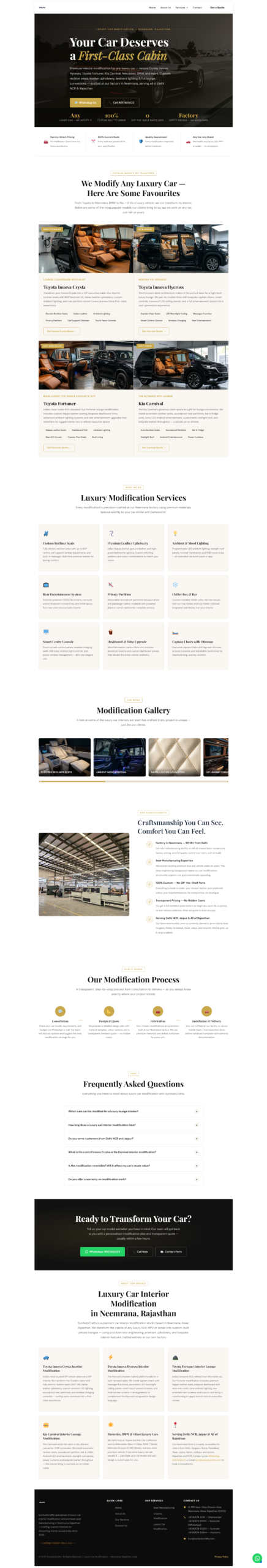 SunAutoCrafts luxury car modification page